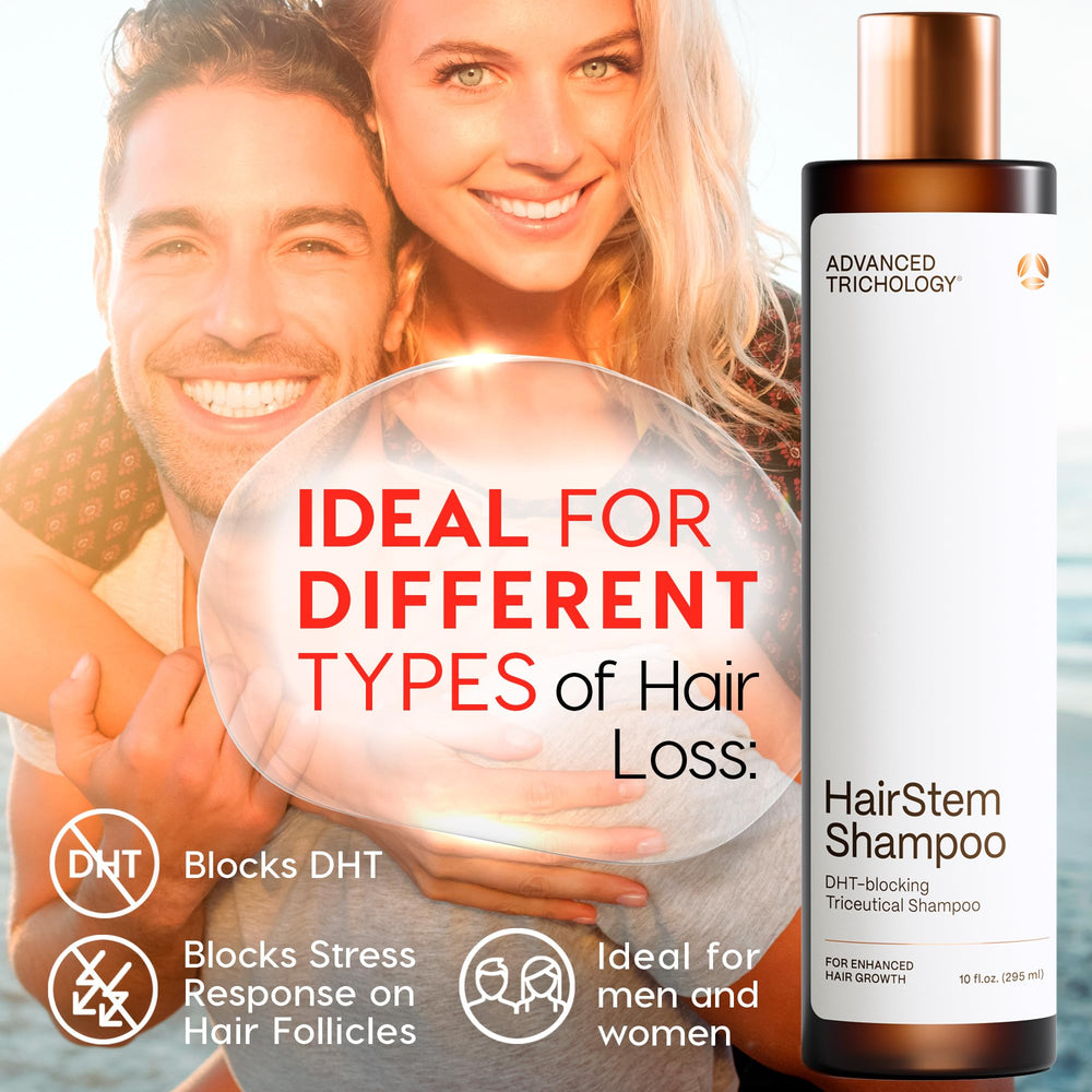 Advanced Trichology shampoo in-use shot showing rich lather and refreshing scent.