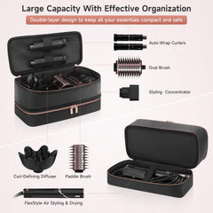 Adworte double-layer carrying case keeps dryer and accessories neatly separated.