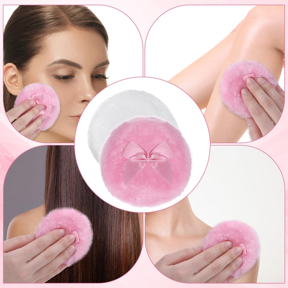 Aeaocvo powder puff with ribbon handle for easy grip.