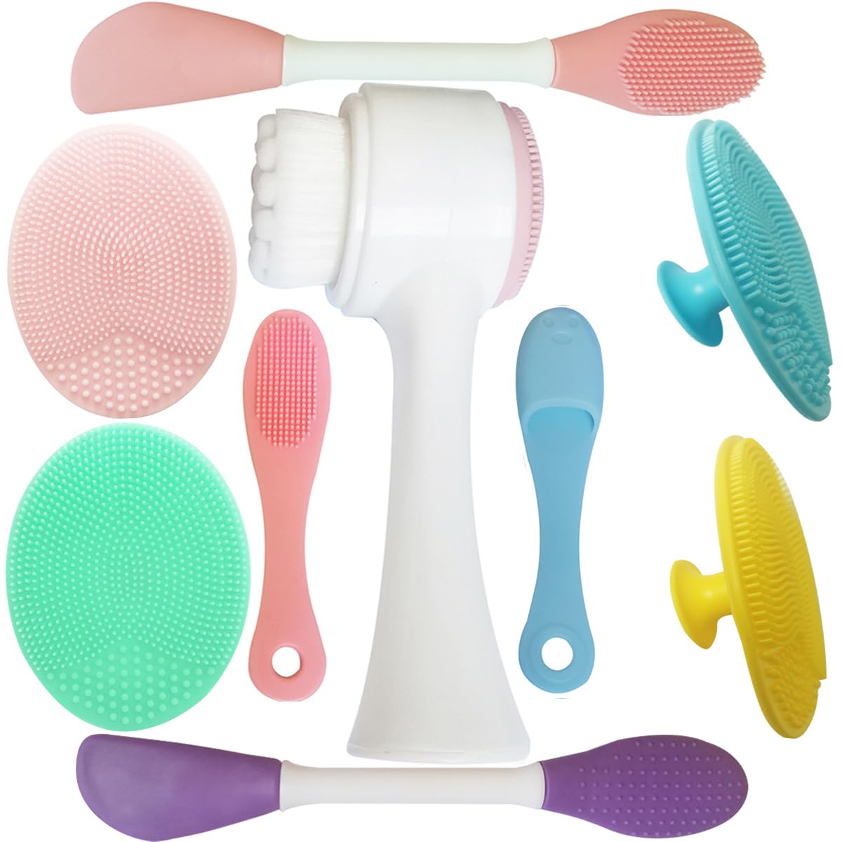 AECW nine-in-one face scrubber with soft silicone bristles for gentle cleansing.