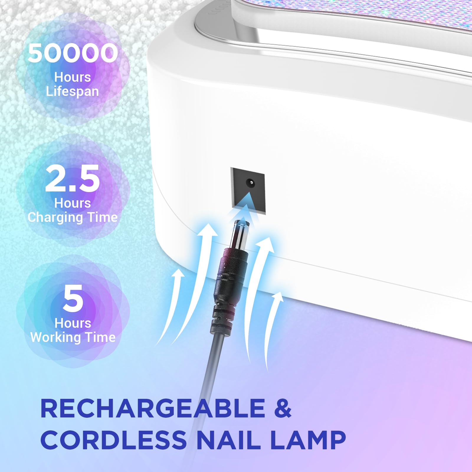 Aedavey nail-art rhinestones decorate the lamp for a sparkling finish.