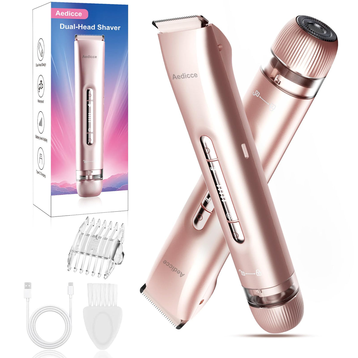Aedicce Bikini Trimmer dual-head close-up for precise bikini-area grooming.