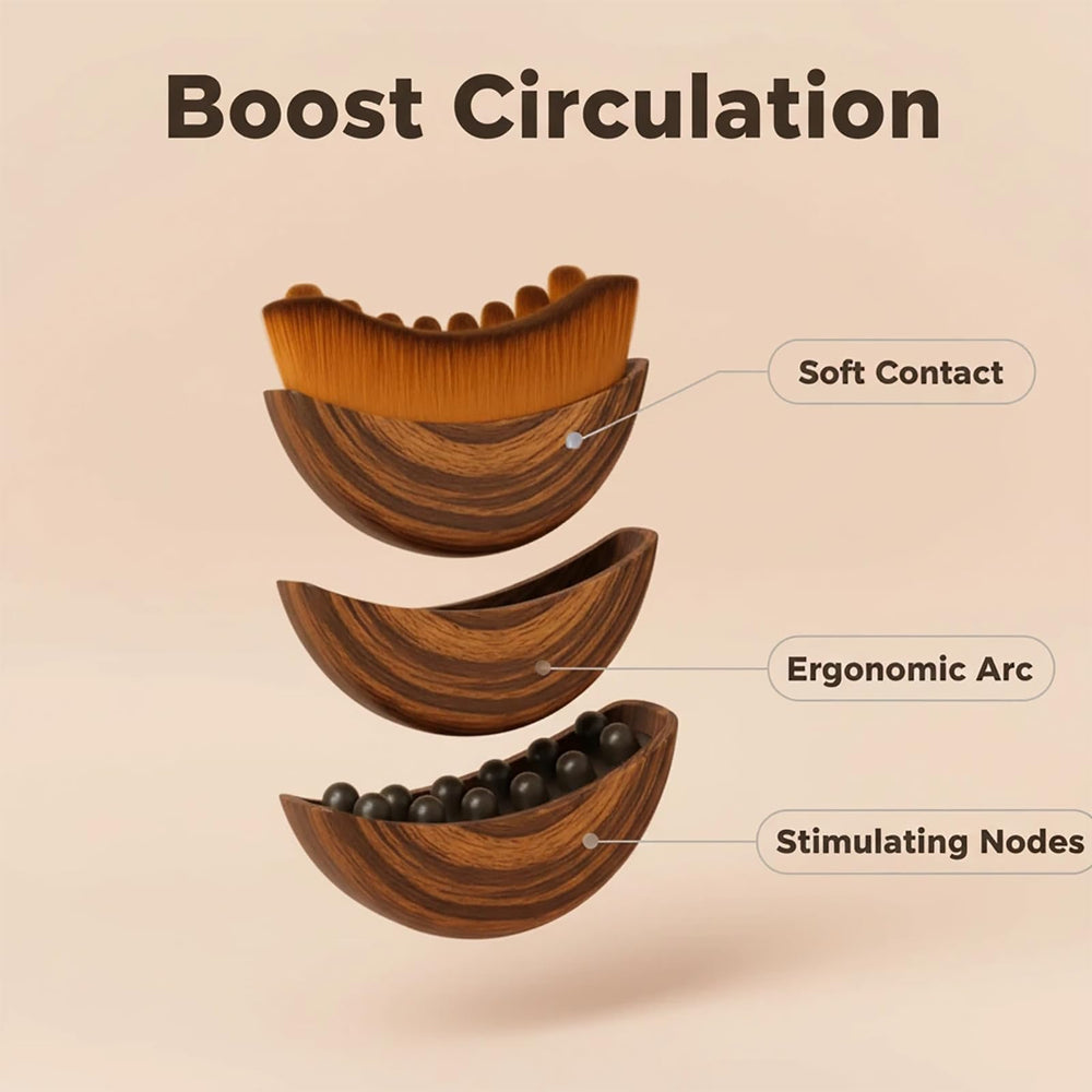 Aeki Brush contour-sculpt targets jawline and cheeks with improved circulation.