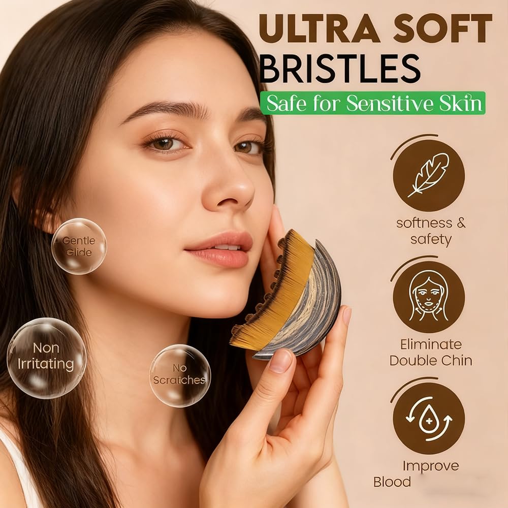 Aeki Lymphatic Contour Face Brush aiding puffiness reduction and refreshed skin
