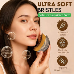 Aeki Lymphatic Contour Face Brush aiding puffiness reduction and refreshed skin