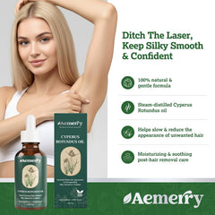 Aemerry Cyperus Rotundus Oil label close-up highlighting purity