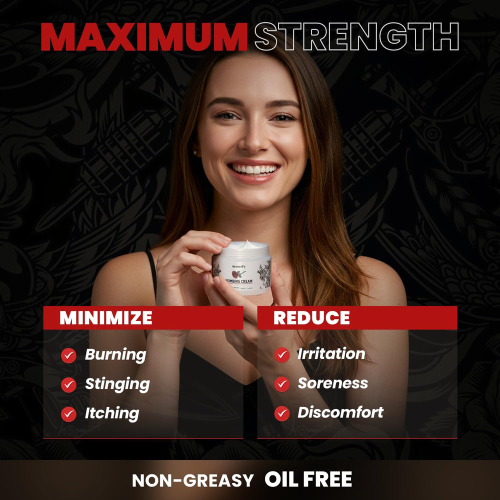 Aemerry Numbing Cream fragrance-free formula emphasizes lightweight, non-greasy texture.