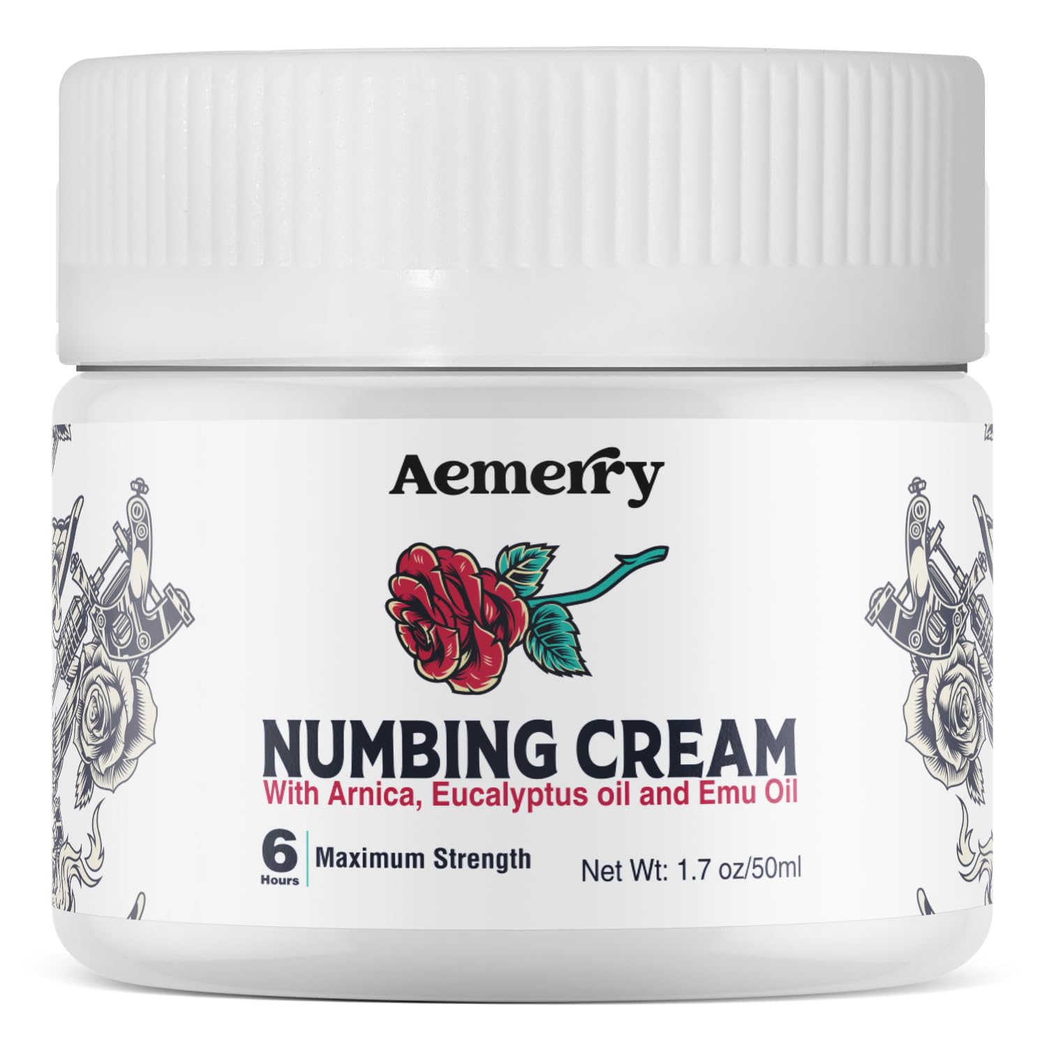 Aemerry Numbing Cream Maximum Strength tube shown for quick relief.