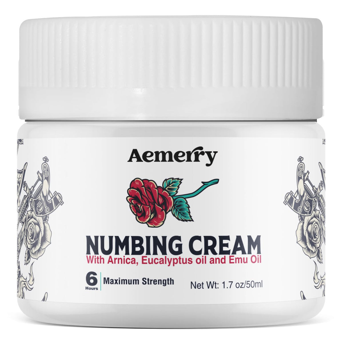 Aemerry Numbing Cream Maximum Strength tube shown for quick relief.