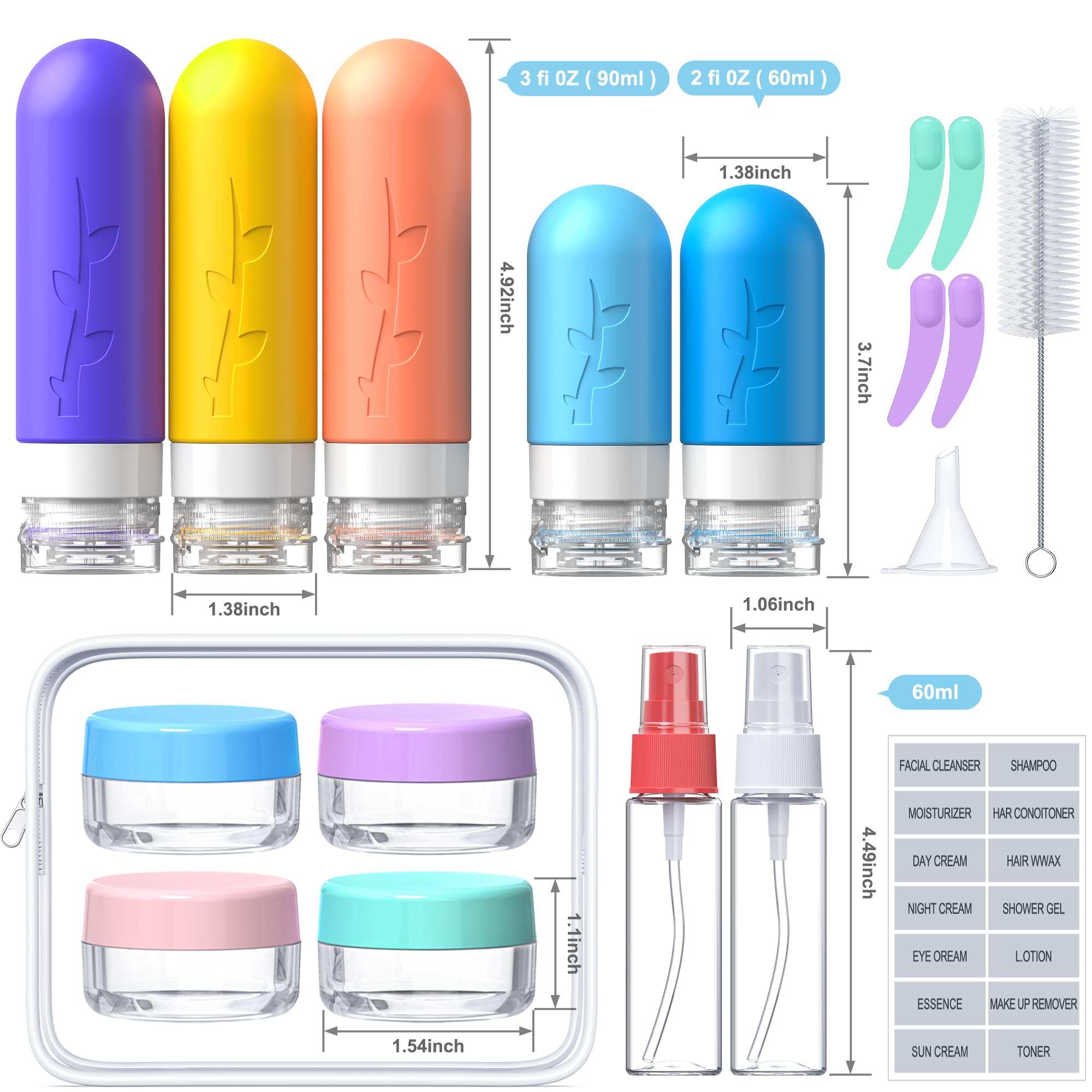 Aeomni 3oz bottles with large-cap design prevent leaks during flights.