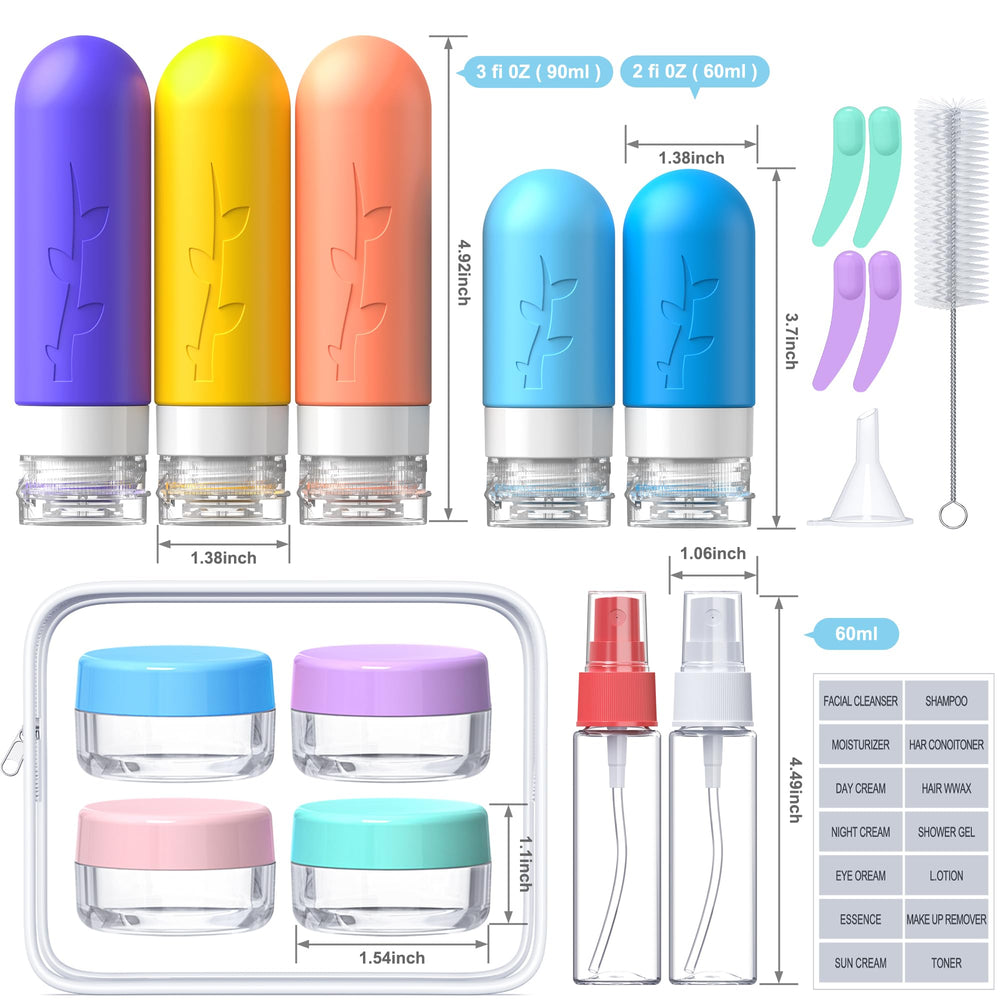 Aeomni 3oz bottles with large-cap design prevent leaks during flights.