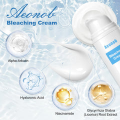 Aeonob crema aclaradora para codos, absorción rápida y hidratación ligera.