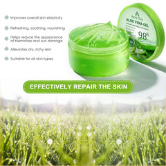 Aero Zen Aloe Gel label front highlights pure ingredients and harvest origin.