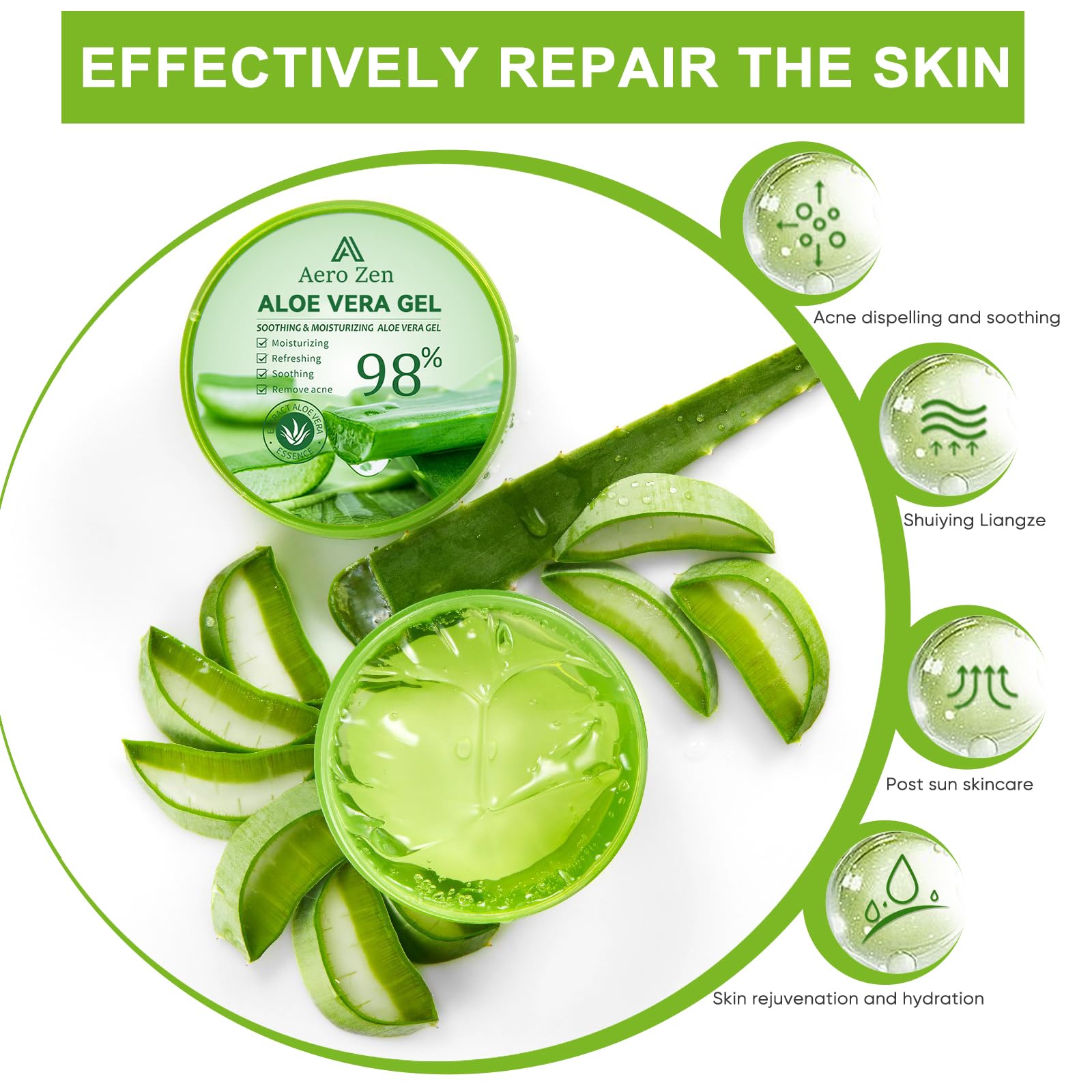 Aero Zen Aloe Gel packaging communicates eco-friendly premium quality.