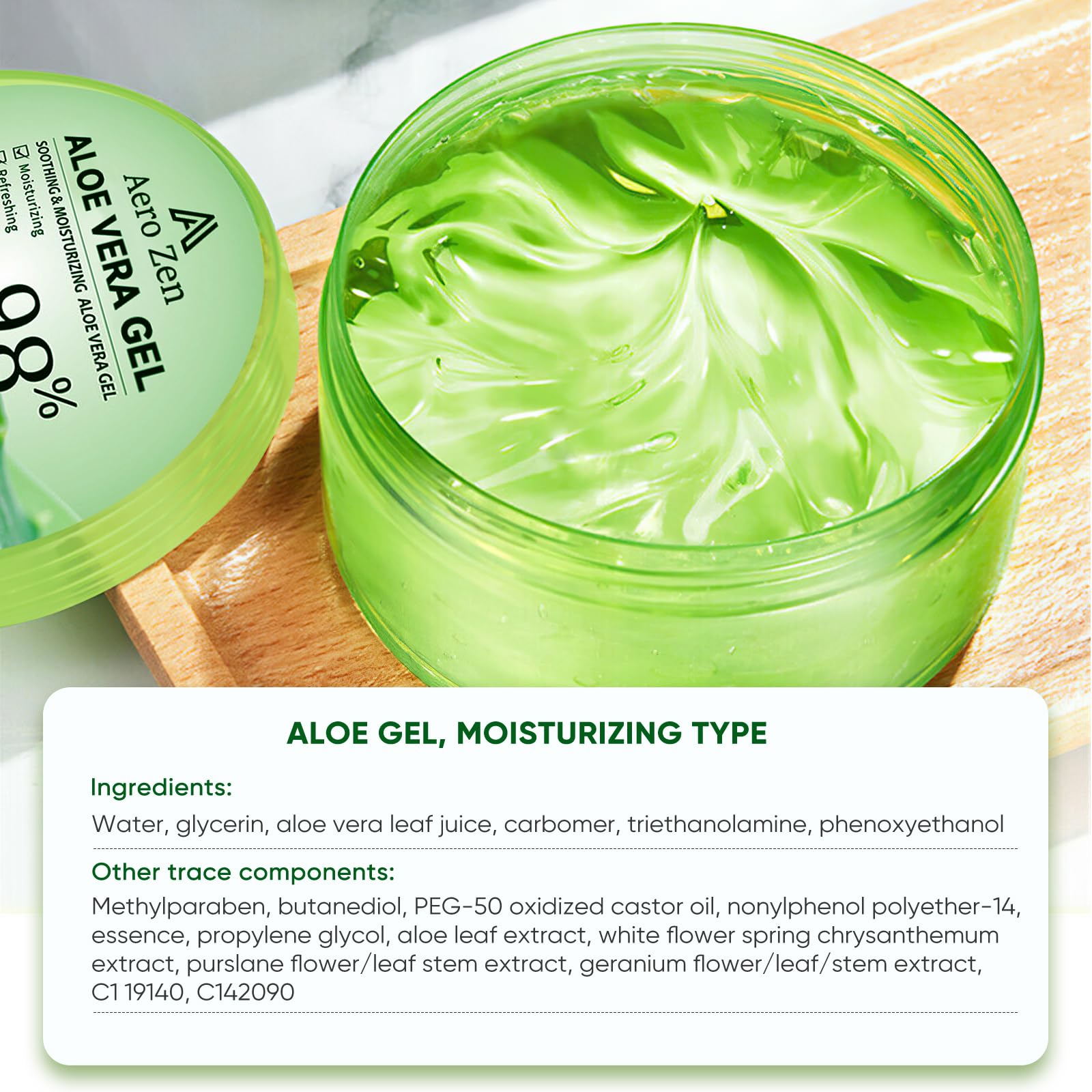 Aero Zen Aloe Gel promotes balanced hydration for radiant skin.