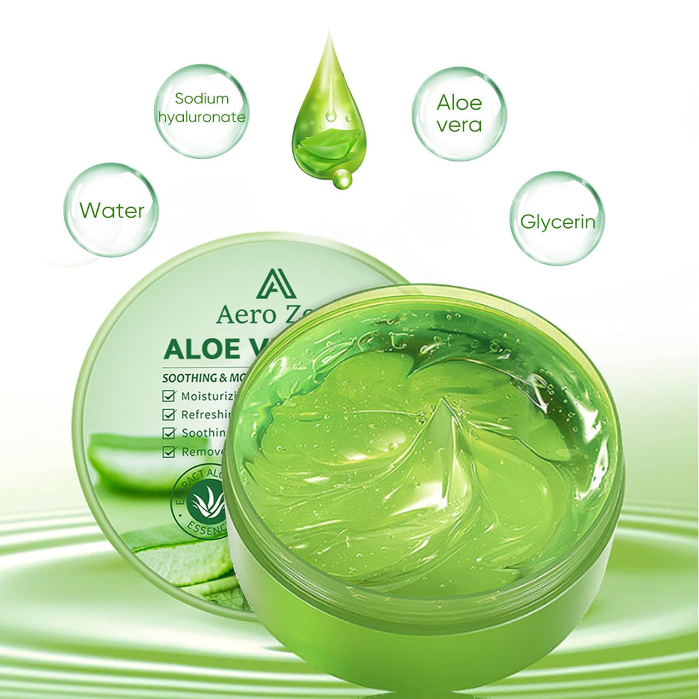 Aero Zen Aloe Gel texture closeup shows light, fast-absorbing consistency.