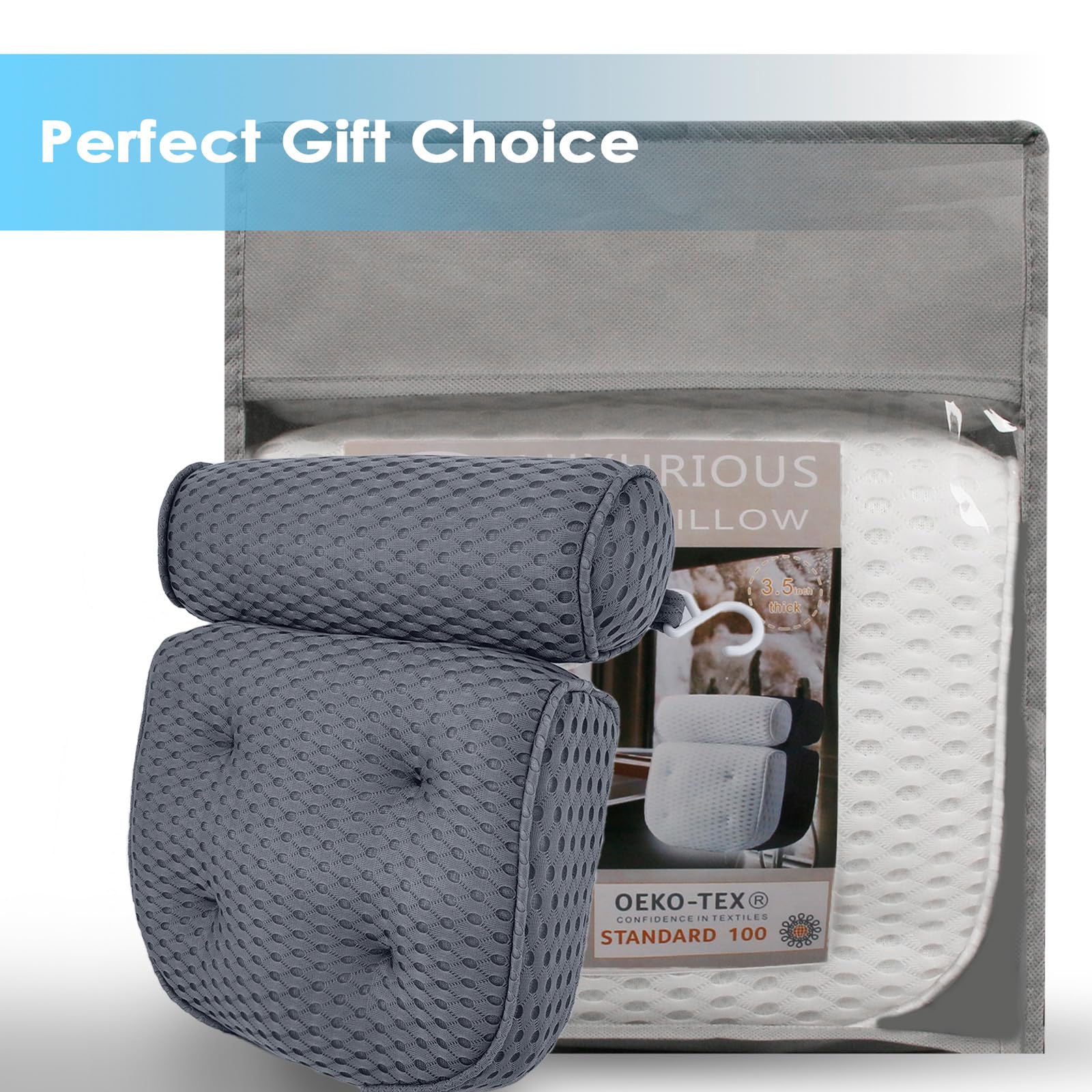 AEROiVi gray shade bath pillow adds a modern touch to your tub