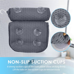 AEROiVi bath pillow with six suction cups stays secure for head and neck support