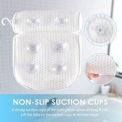 AEROiVi bath pillow with six suction cups for secure placement.