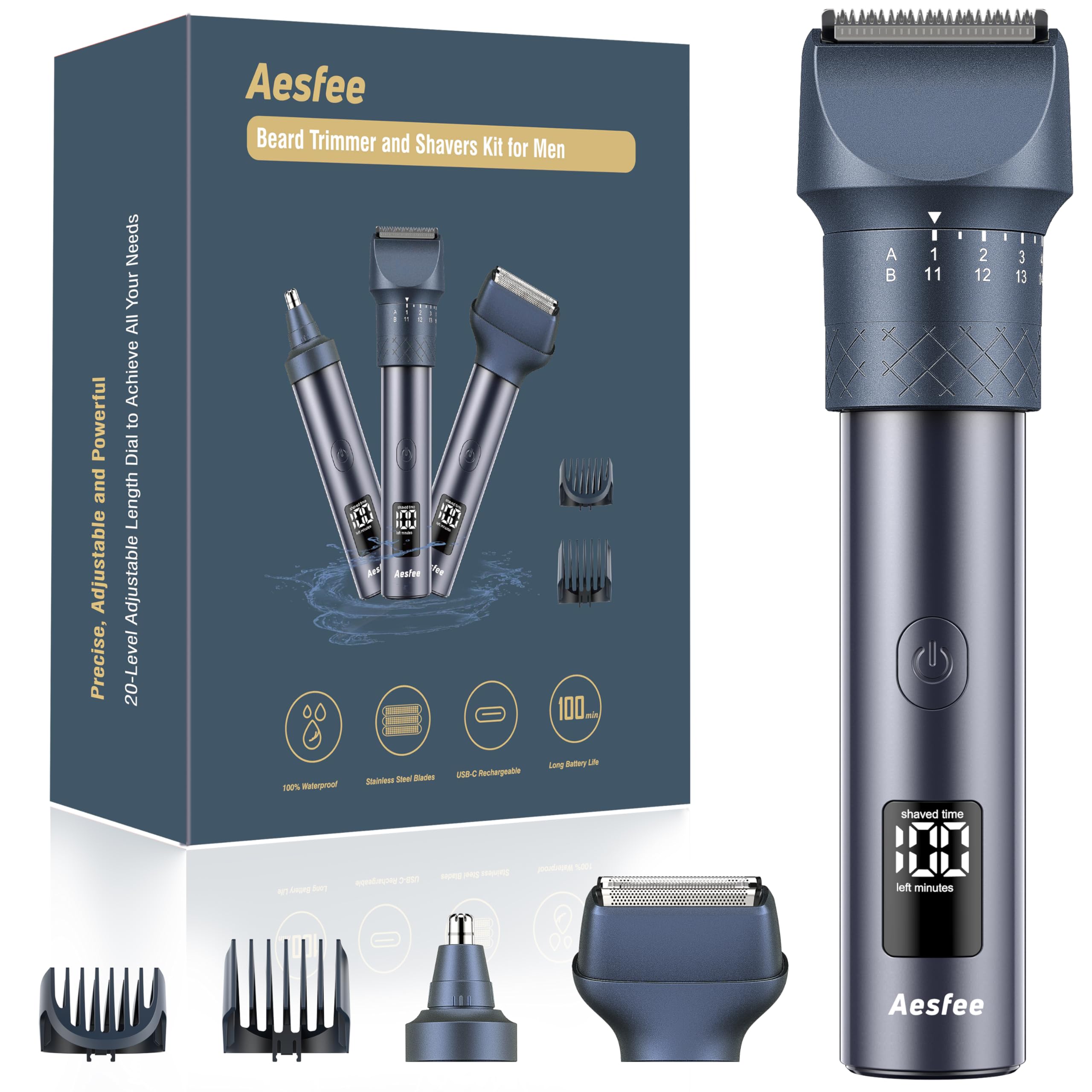 Aesfee 3-in-1 kit for versatile beard trimming and styling