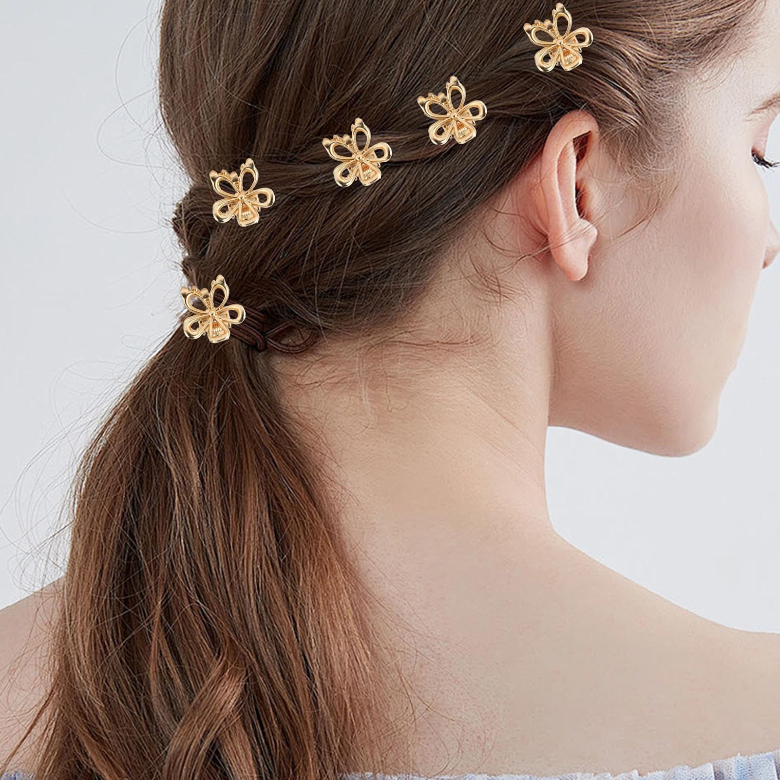 Aesnoun clip floral dorado estilo elegante