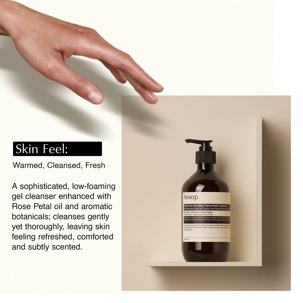 Spa-like aroma from floral-spicy notes in Aesop Rose Cleanser.