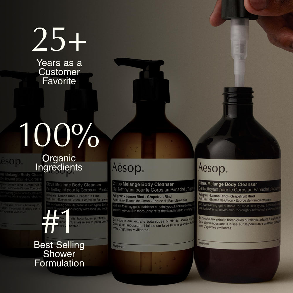 Creamy lather from Aesop Citrus Melange with citrus bubbles.