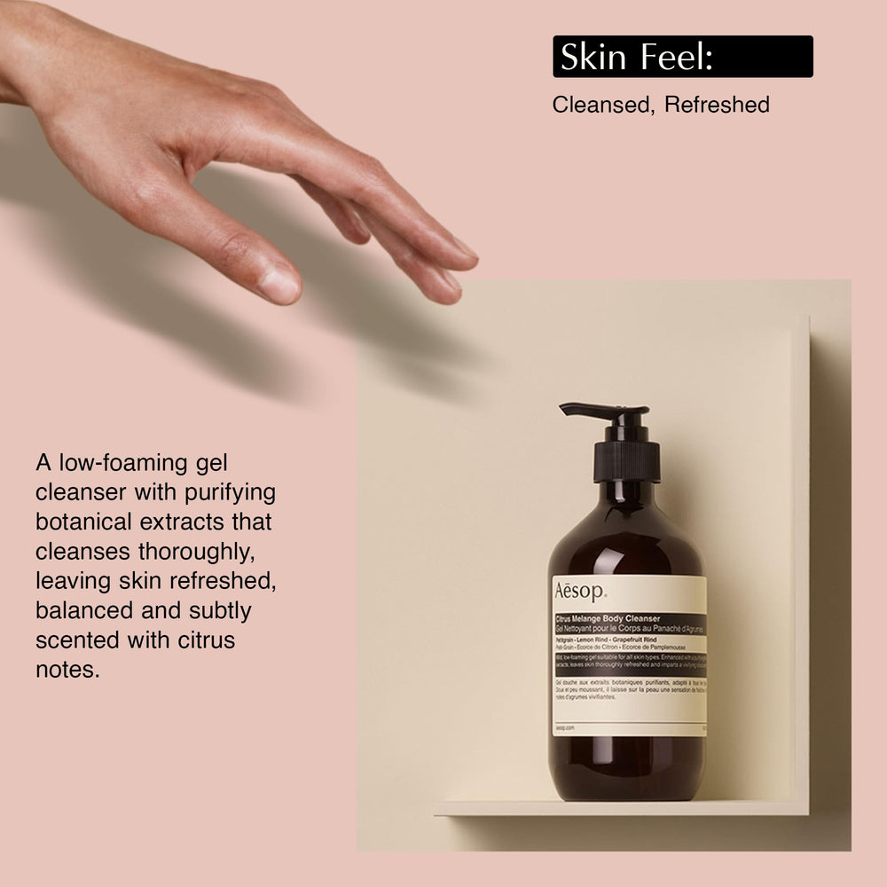 Jasmine note adds fresh citrus floral aroma in Aesop cleanser.