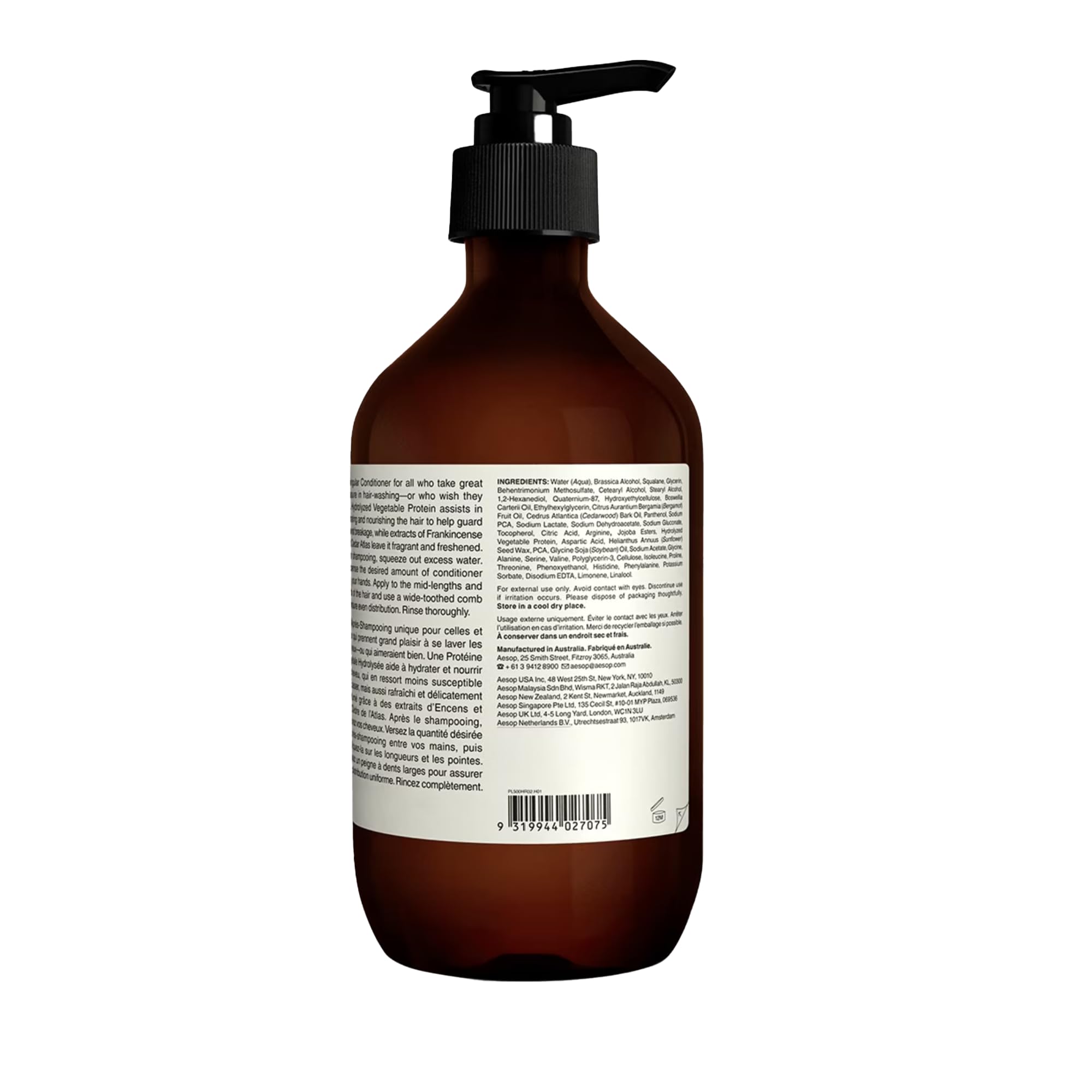 Aesop conditioner in shower setup illustrates easy daily hair care.