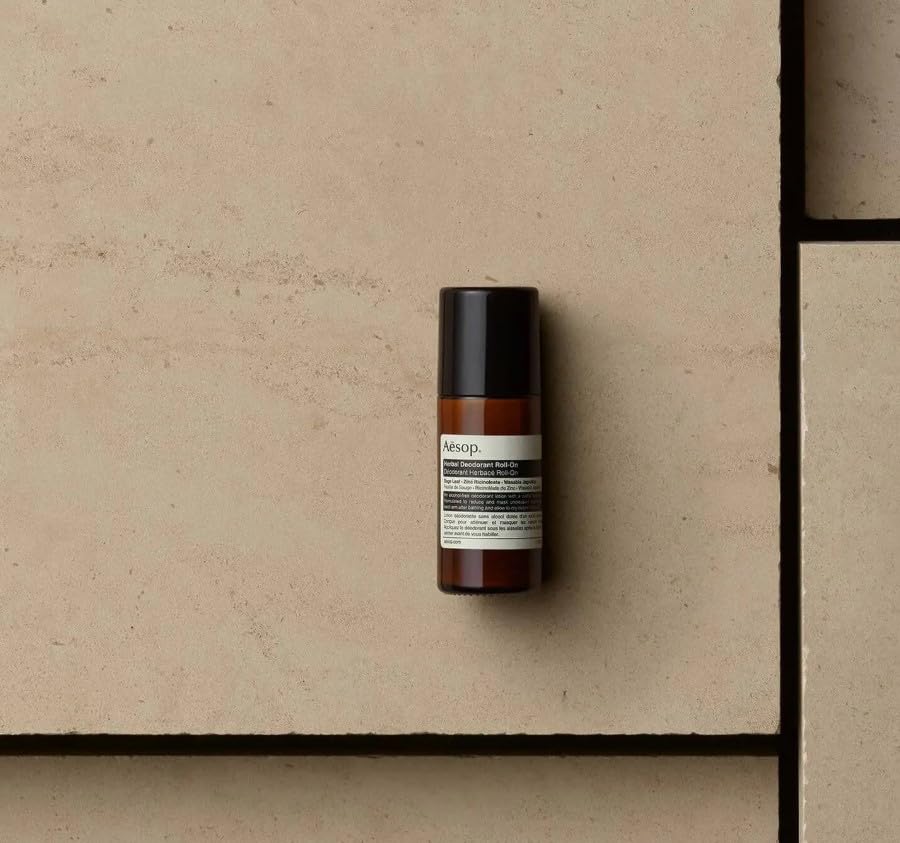 Wasabi extract close-up in Aesop Herbal Deodorant Roll-On signaling gentle skin care.