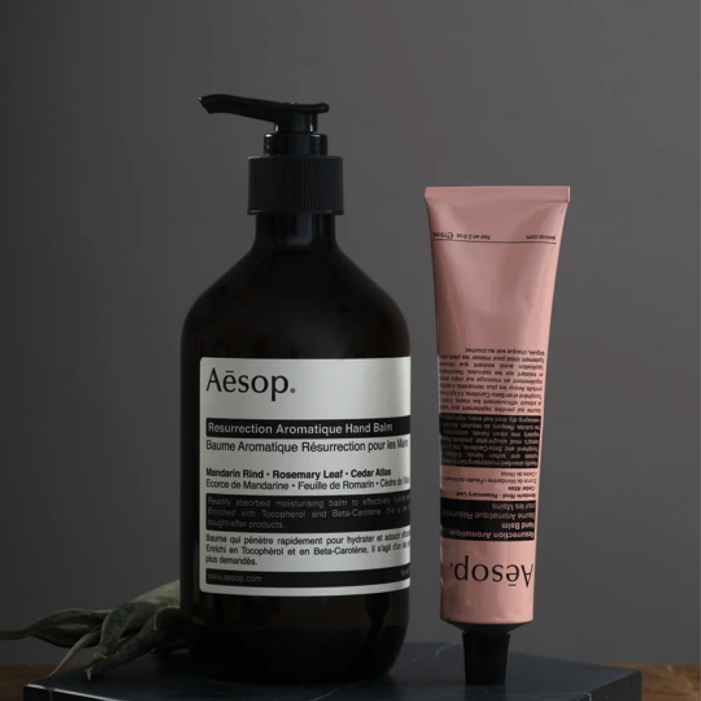 Aesop Resurrection Aromatique Hand Balm cuticle care close-up.