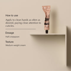 Aesop Resurrection Hand Balm applied on hand demonstrates a smooth, greaseless finish.