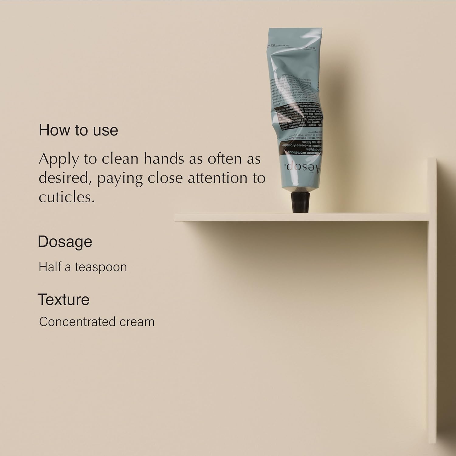 Aesop Reverence Aromatique Hand Balm application scene showing smooth hands