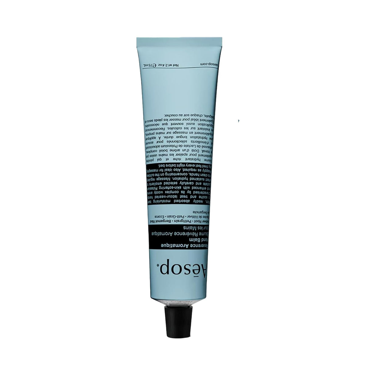 Aesop Reverence Aromatique Hand Balm packaging in travel size for on-the-go hydration