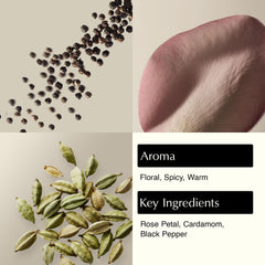 Close-up of rose petal oil hint in Aesop cleanser for botanical softness.