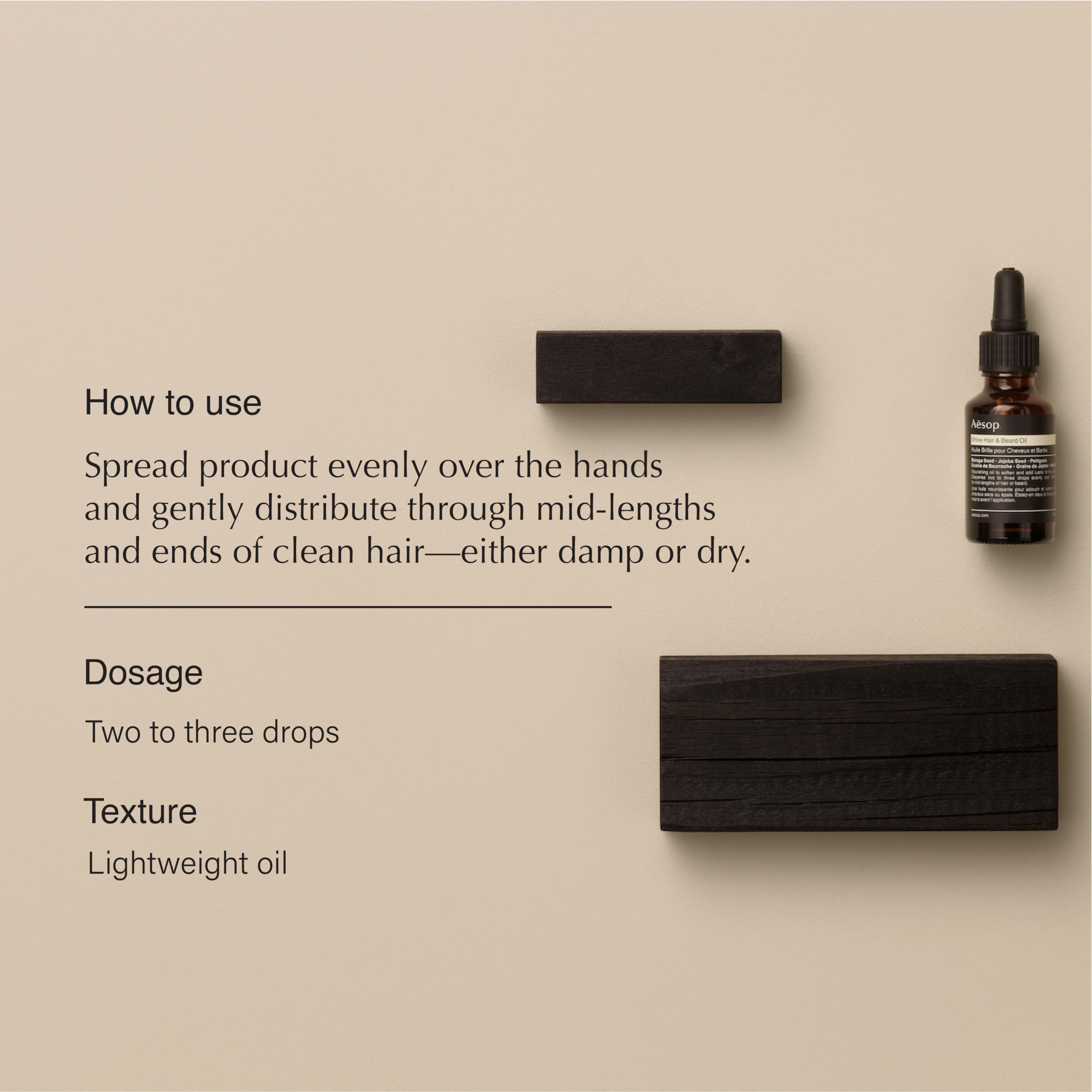 Aesop Shine Oil dropper enables precise application to mid-lengths and ends.