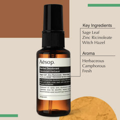Aesop Zinc Ricinoleate ingredient shot signals odor-reducing action.