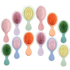 AESPAKO 12-pack mini hair brushes in six colors for versatile styling on the go.