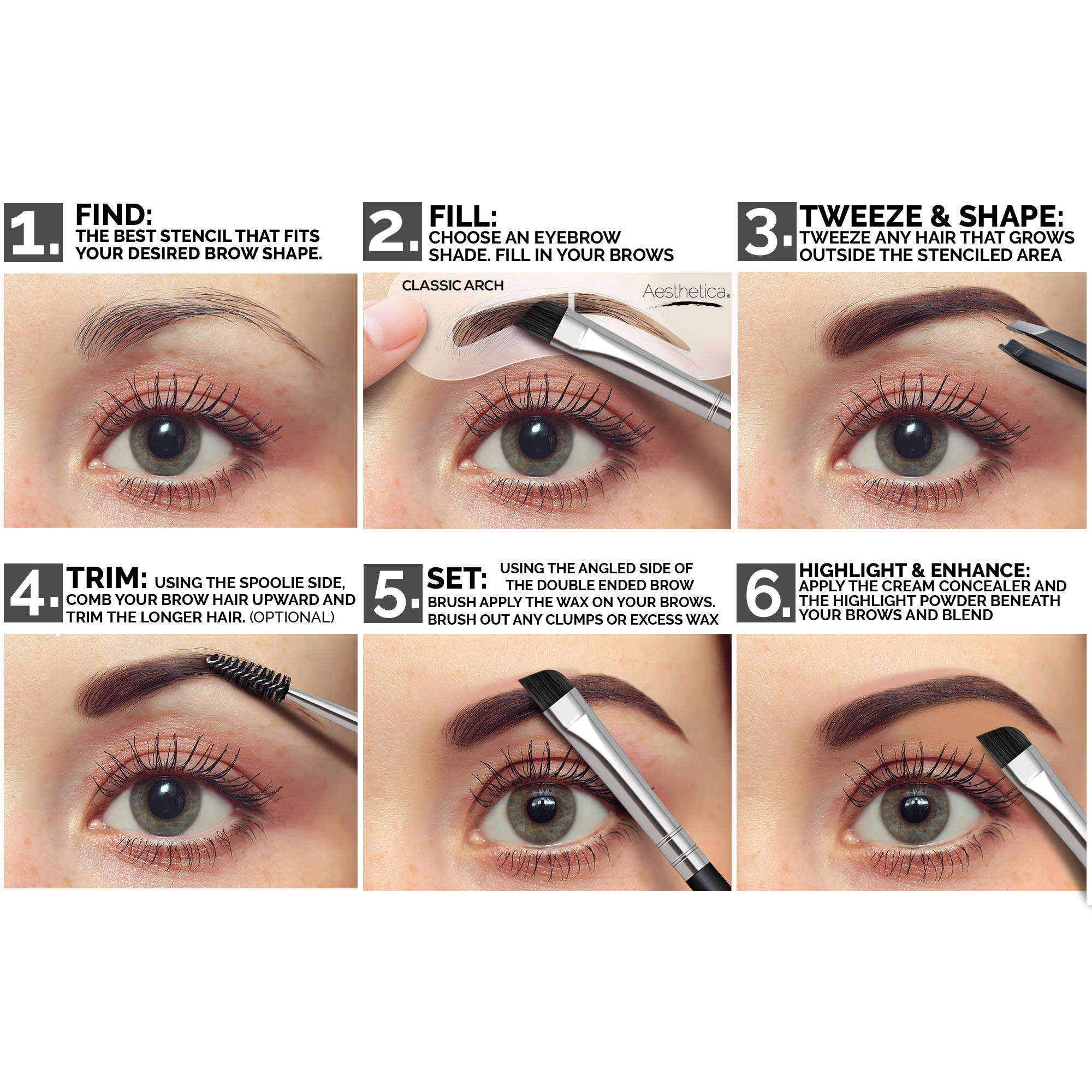 Aesthetica Brow Contour Kit brush and spoolie included for effortless blending and grooming