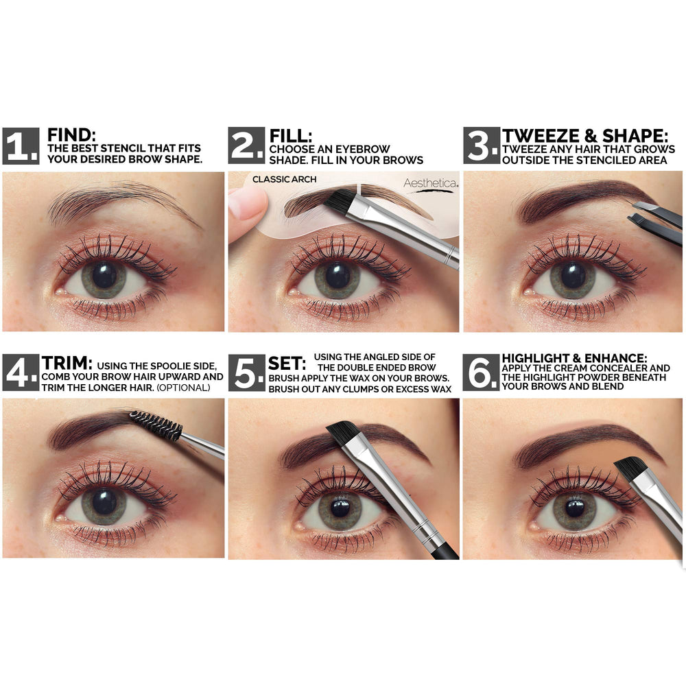 Aesthetica Brow Contour Kit brush and spoolie included for effortless blending and grooming