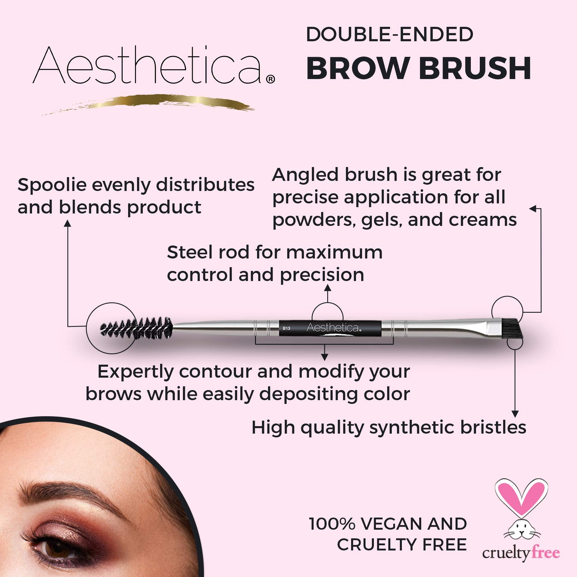 Aesthetica Pro Series double-ended brush enables versatile precision.