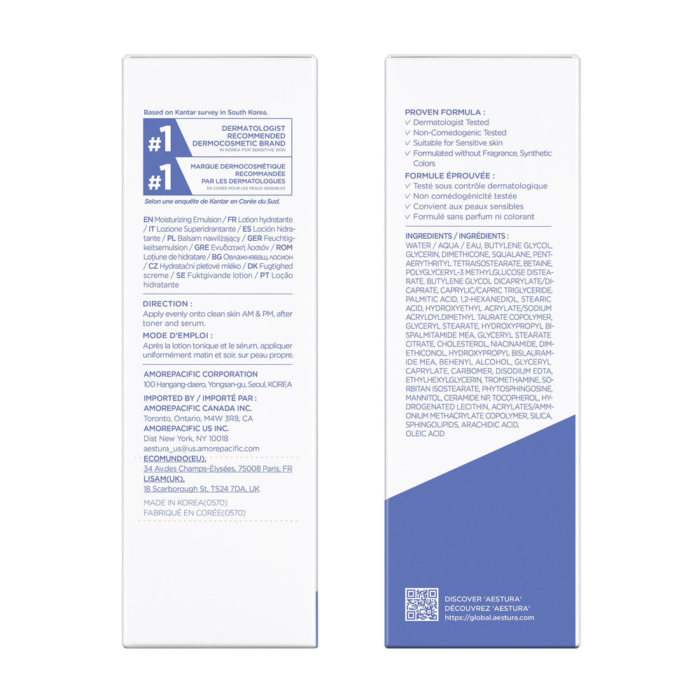AESTURA ATOBARRIER365 derm-tested safety badge signals suitability for sensitive skin.