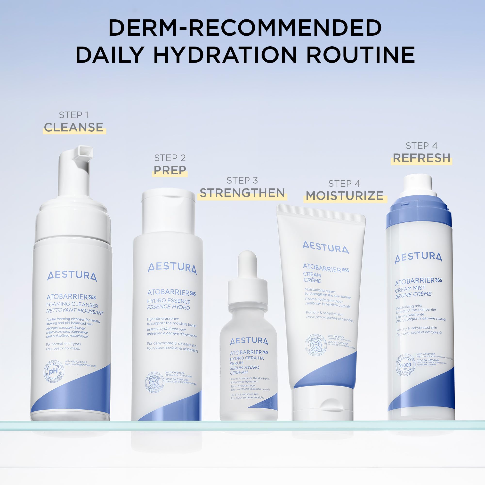 Bare-faced application showing gentle, non-irritating hydration from AESTURA Hydro Essence.