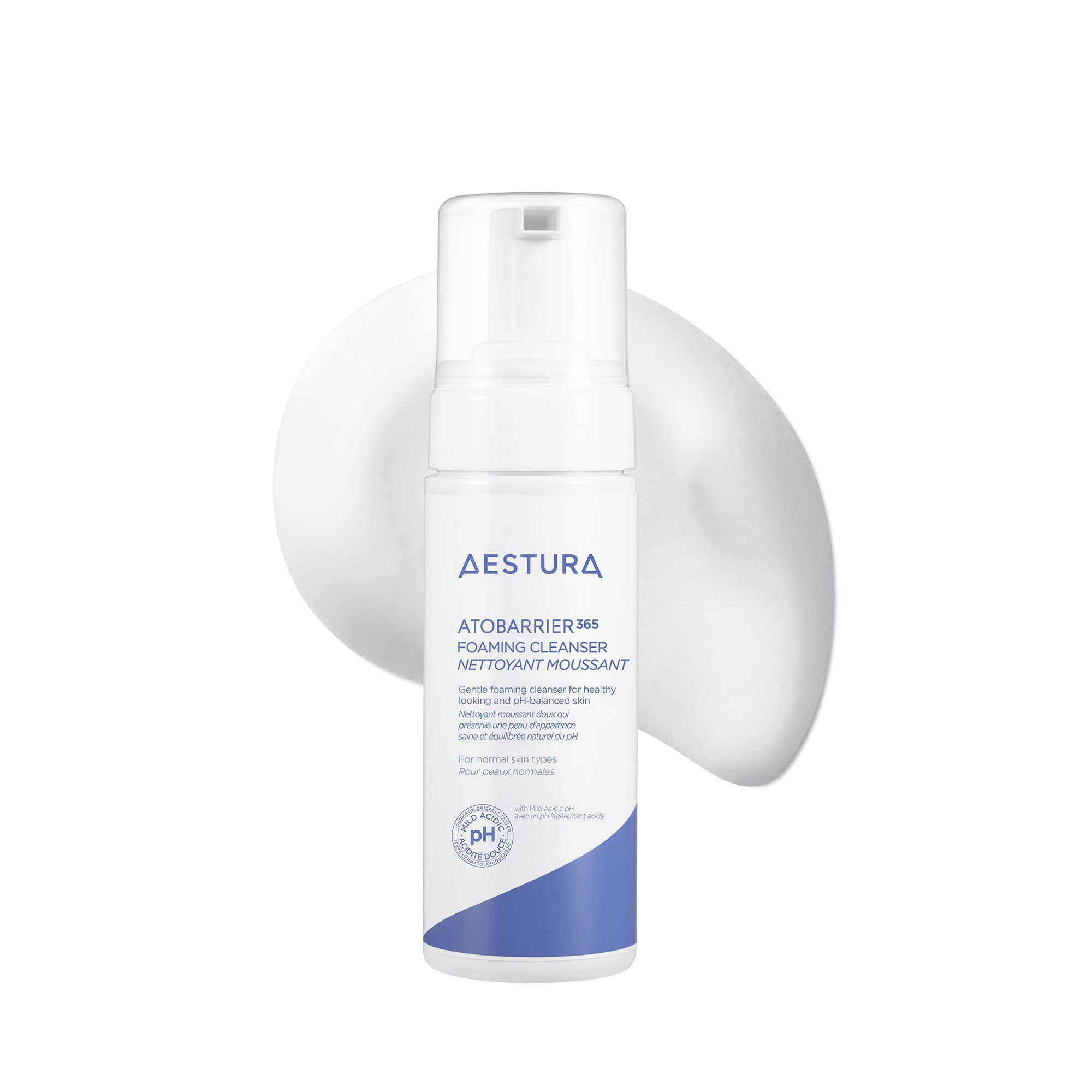 AESTURA ATOBARRIER365 bottle front, compact 150ml design for daily gentle cleansing.