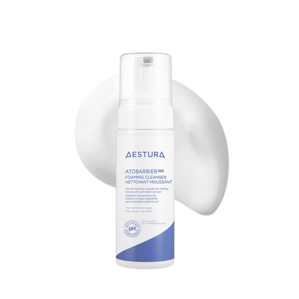 AESTURA ATOBARRIER365 bottle front, compact 150ml design for daily gentle cleansing.