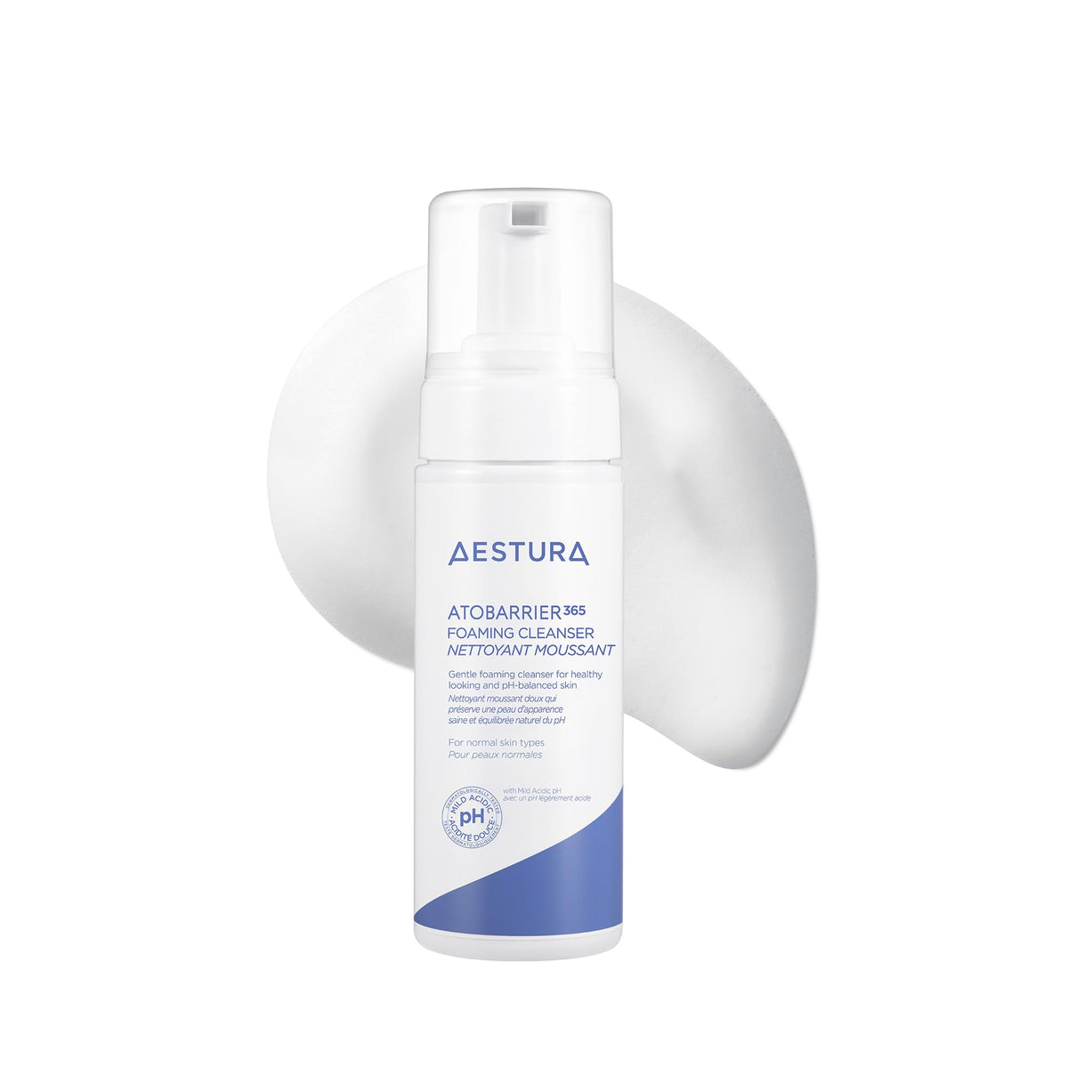 AESTURA ATOBARRIER365 bottle front, compact 150ml design for daily gentle cleansing.