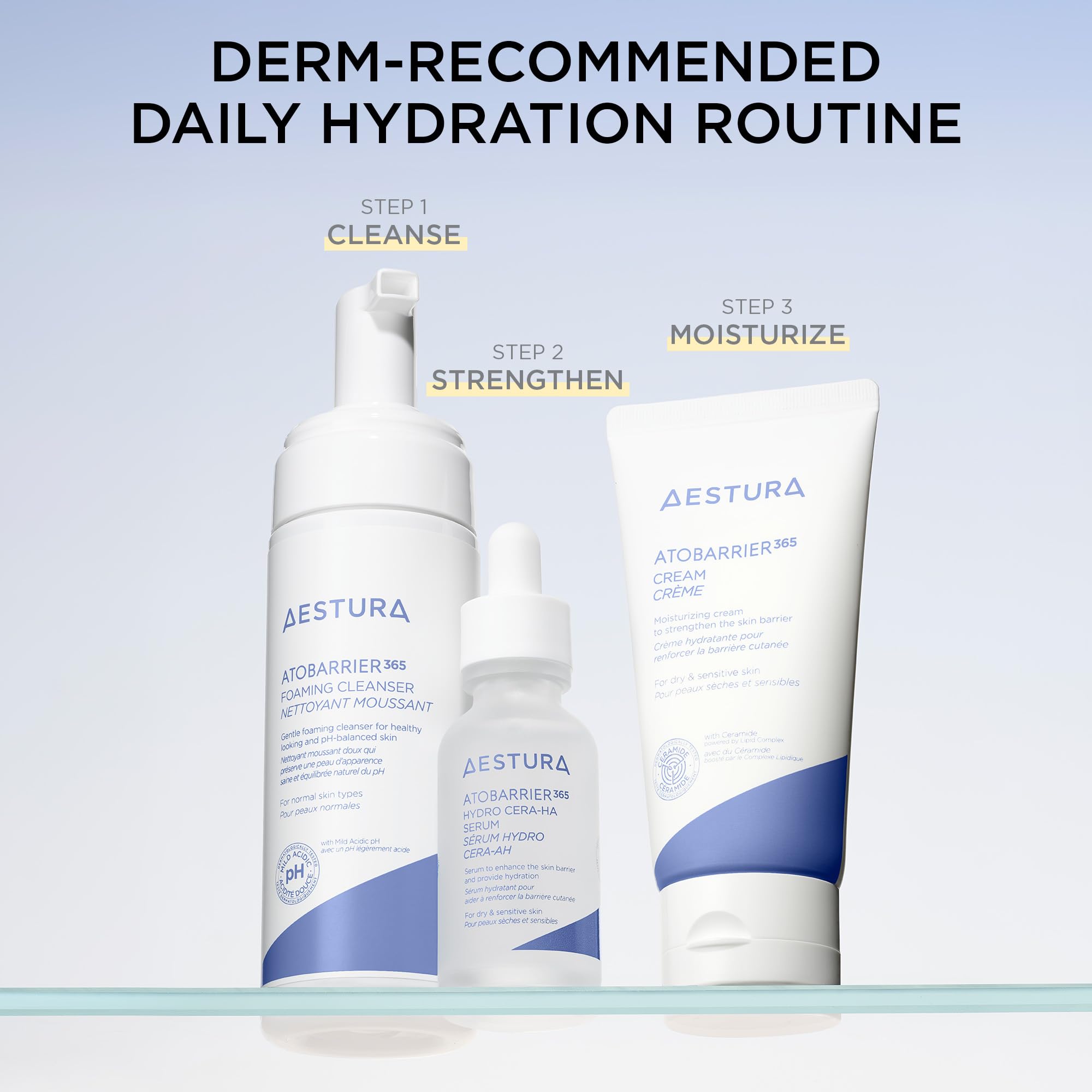 AESTURA ATOBARRIER365 fragrance-free label highlights gentle daily use.