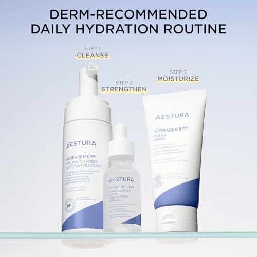 Night routine setup featuring AESTURA ATOBARRIER365 jar for daily care
