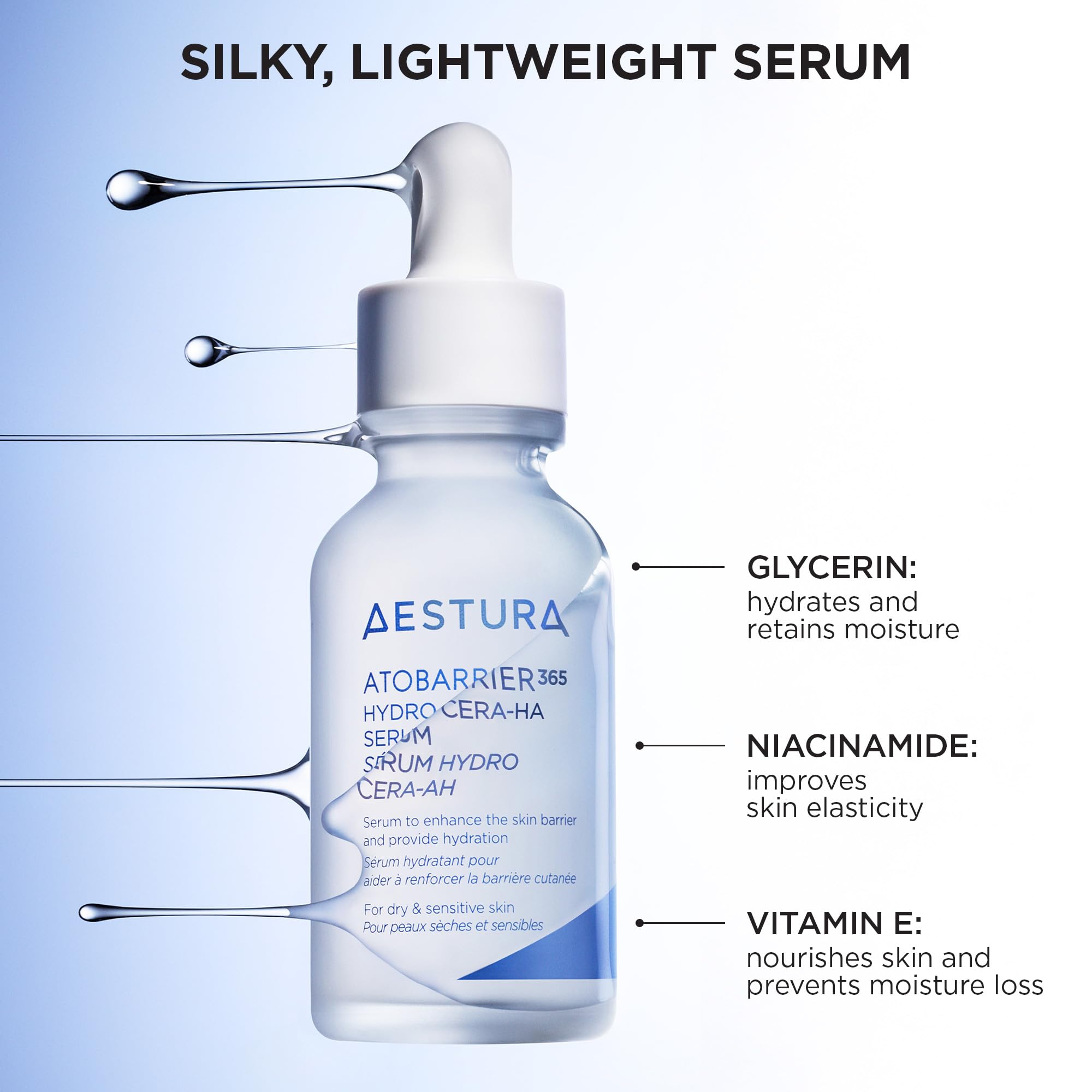 AESTURA ATOBARRIER365 serum texture closeup showing rich moisture