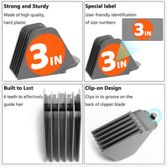 AFANSO Mega Hair Clipper Guards 8pcs gray set enables versatile at-home styling.